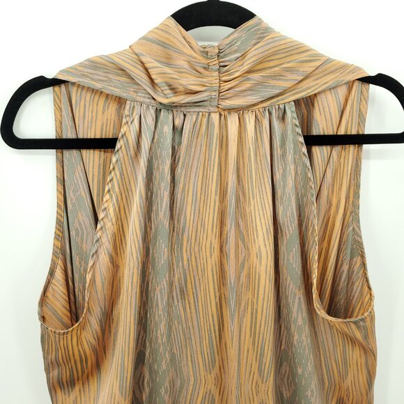 Derek Lam for DesigNation Bubble-Hem Surplice Satin Mini Dress L Woodgrain - Picture 10 of 14